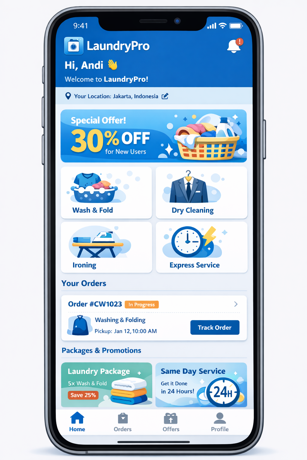 Aplikasi LaundryPro di HP